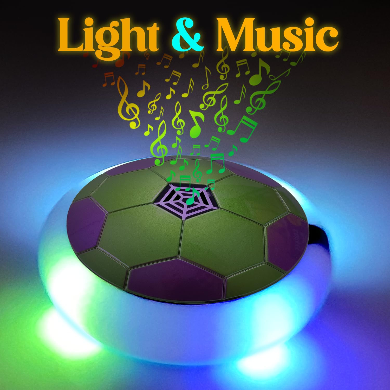 NHR Musical C-Type USB Rechargeable Battery Powered Hover Football Indoor Electric Floating Hover Ball | Soccer | Smart Air Football | Fun Game for Kids Toys for Boys and Girls Birthday Gift (Green) - Image 2 thumbnail