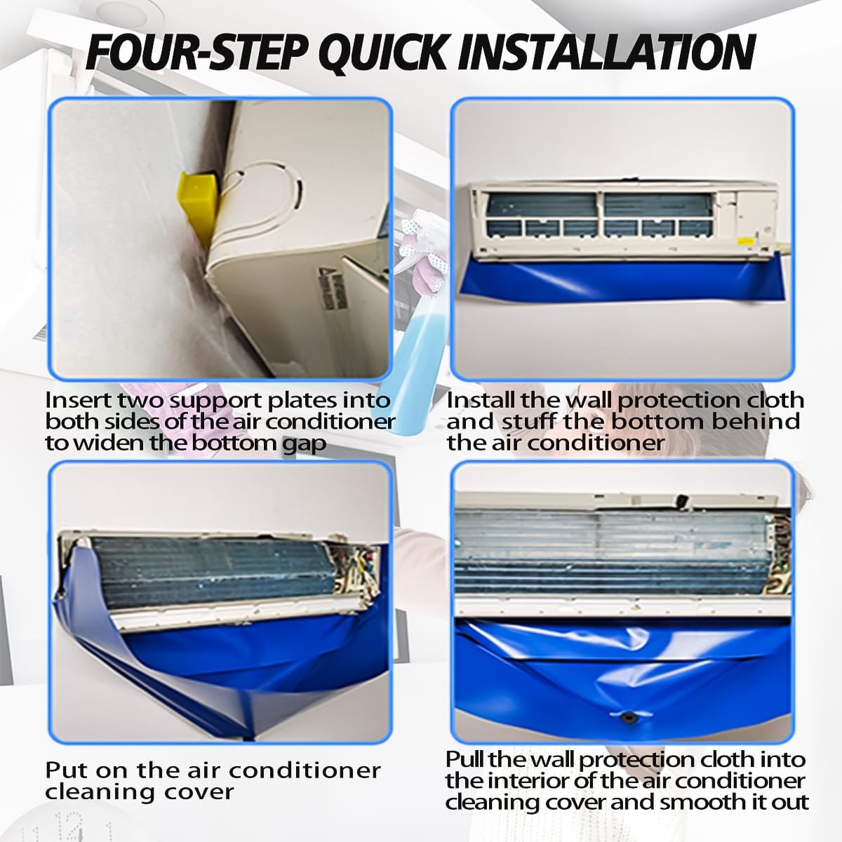 Large Ac Cleaning Bag with Wall Protection Cloth, 13Pcs Minisplit Cleaning Kit, Split Ac Cleaning Kit with Strong Washing Tool for Fast and Efficient Cleaning
