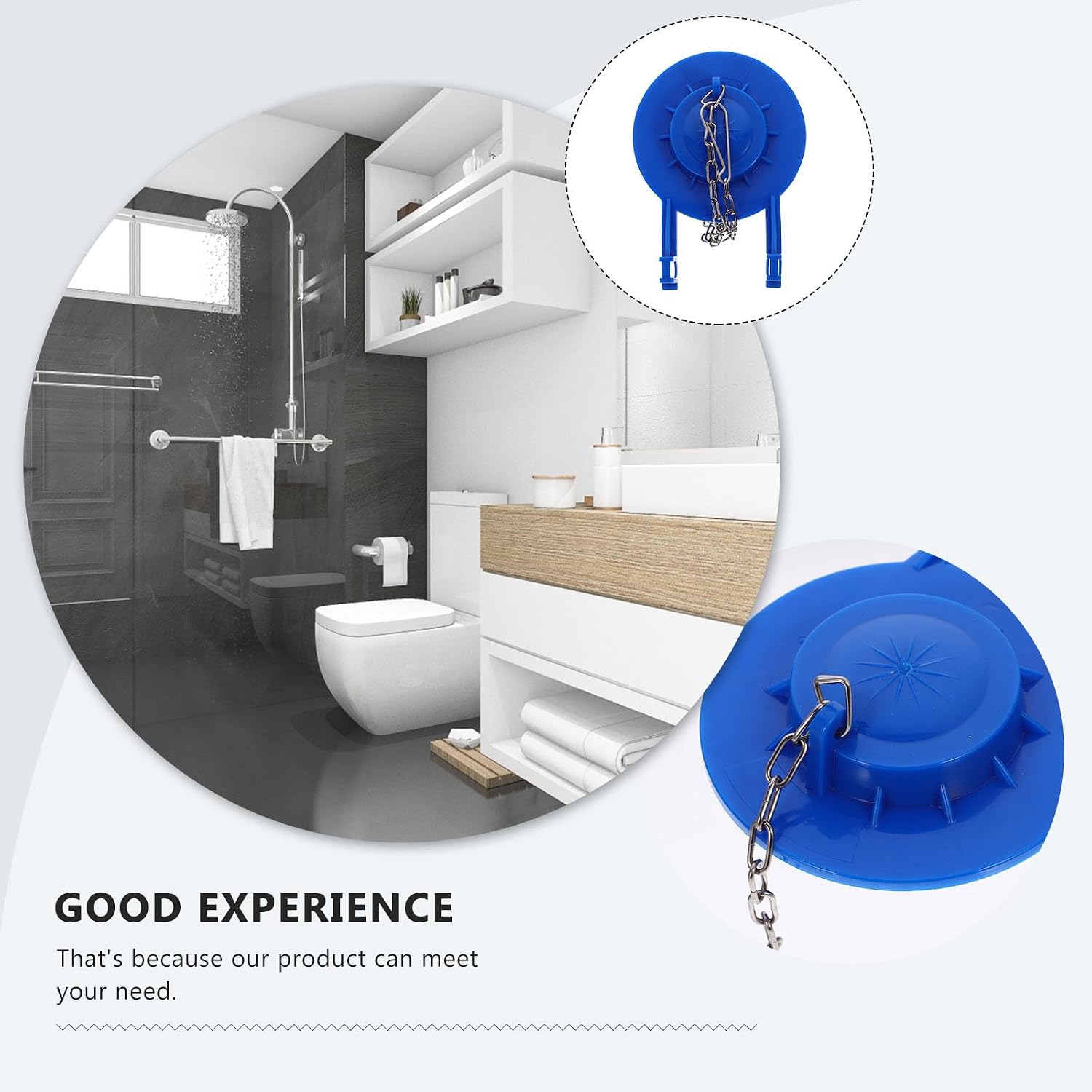 Universal Toilet Flapper Replacement Part with Stainless Steel Chain Water-Saving Flush Valve Accessory for Toilet Tank Bathroom Plumbing Flapper Stopper