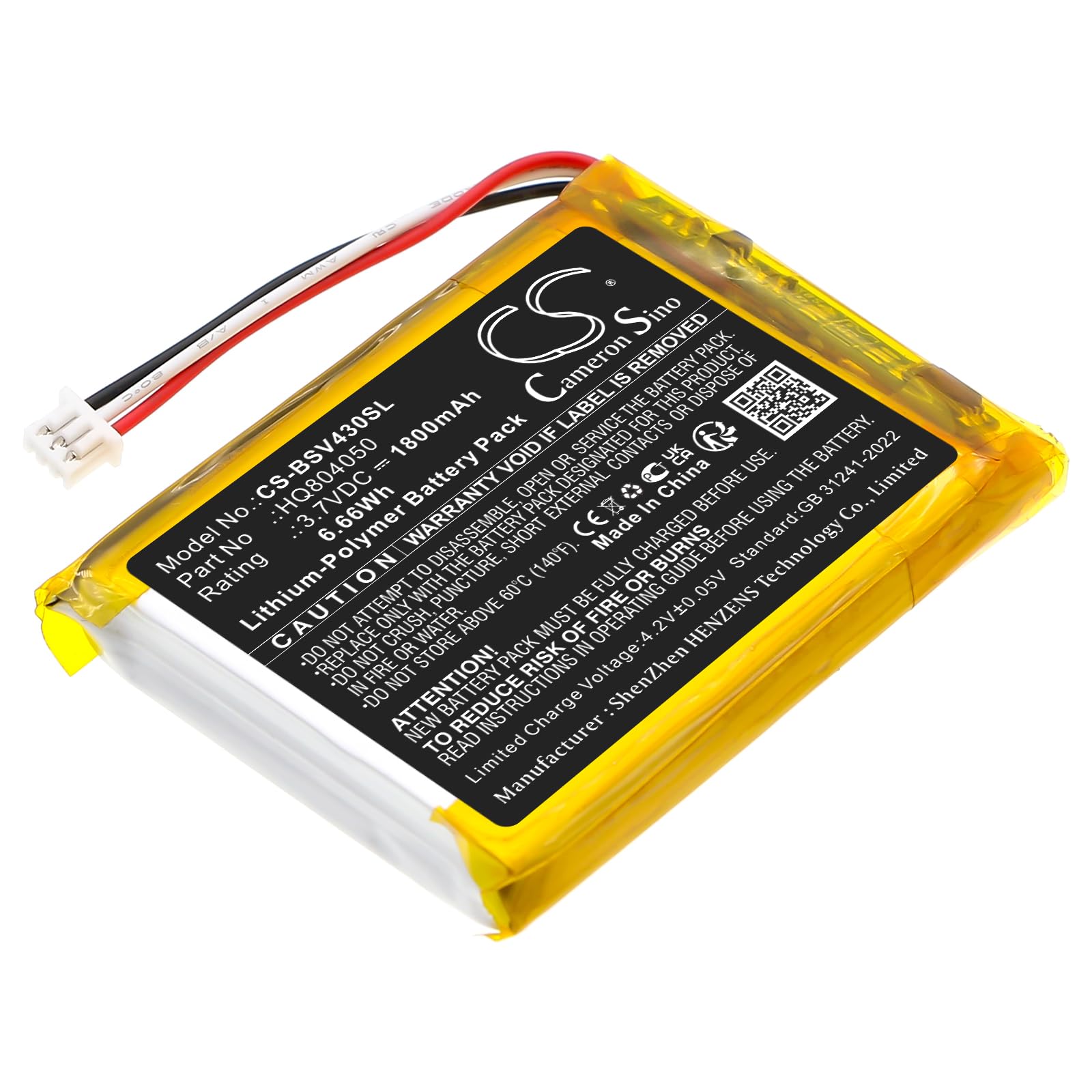 TECHTEK Batterie 1800mAh Compatible avec [Babysense] V43 Video Baby Monitor remplace HQ804050
