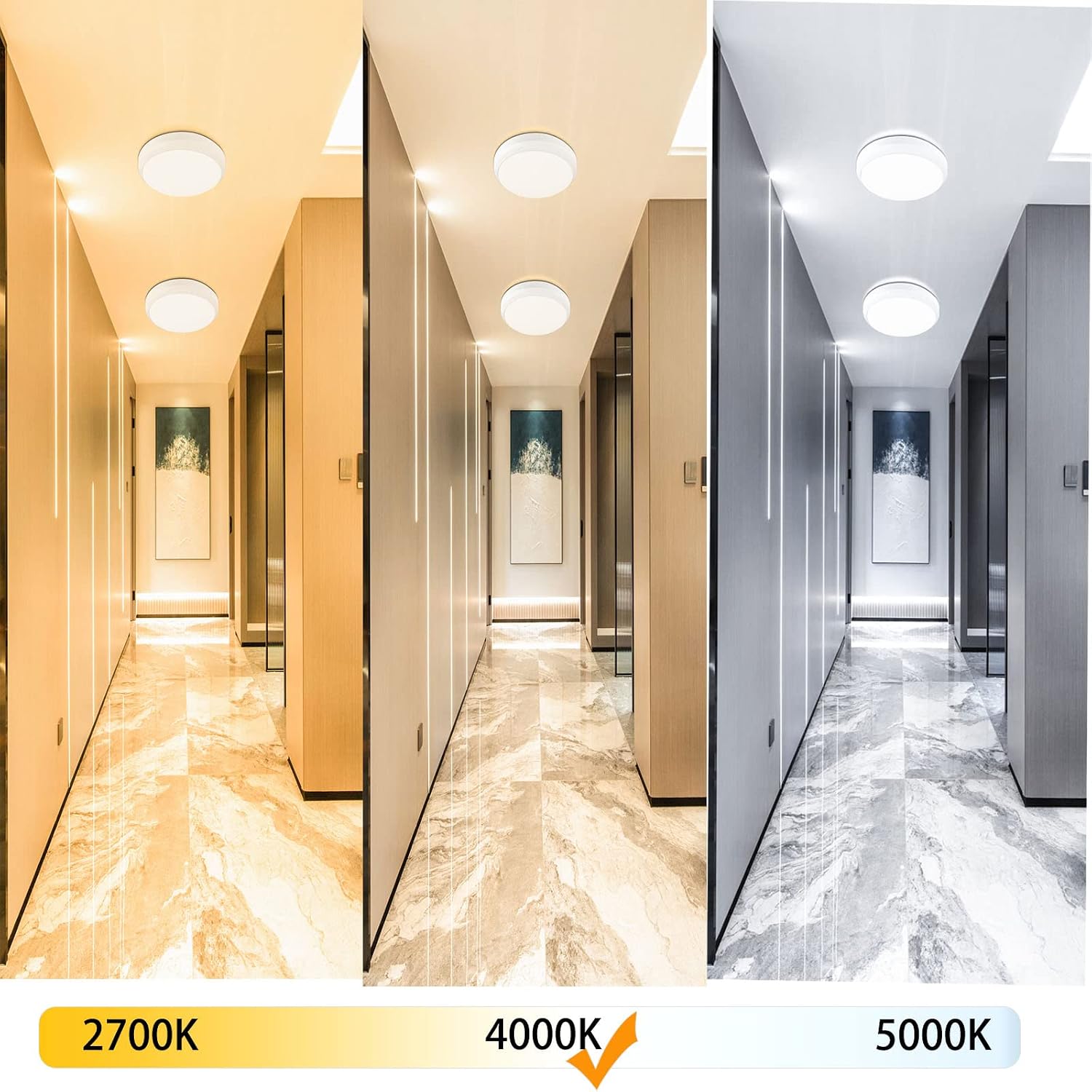 LED Ceiling Lights Daylight 5000K, Ceiling Light Fixture LED luminaires 11 Inch 24W 1700LM, 240W Equivalent, Indoor Flush Mount Ceiling Lamp for Living Room Bedroom Kitchen Hallway Balcony