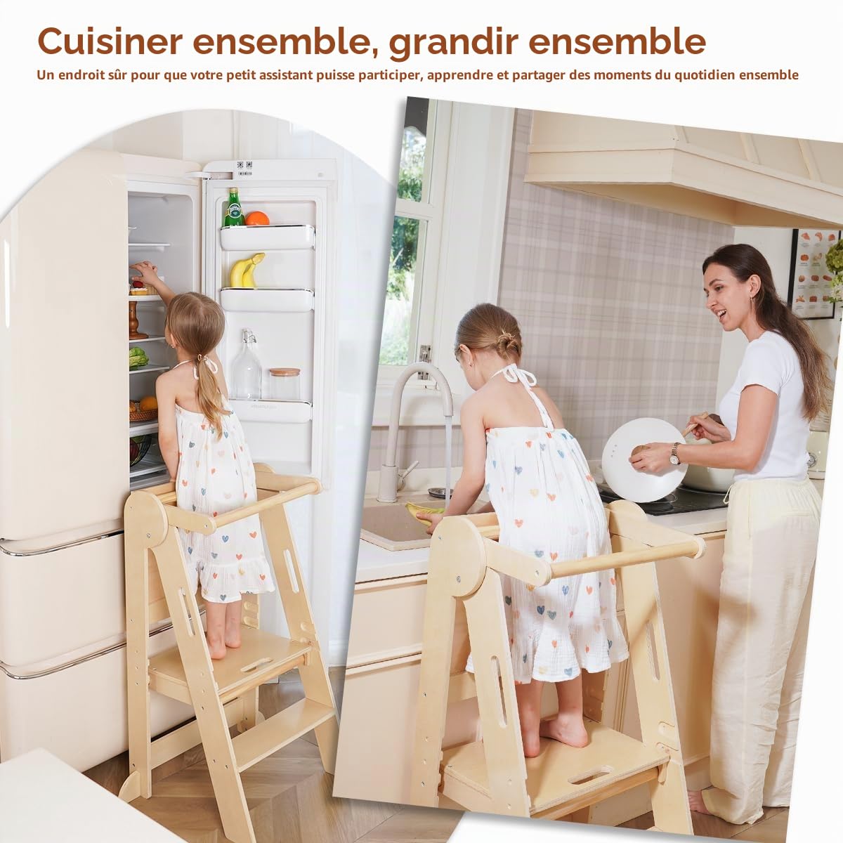 Tour d'observation Montessori Pliable Enfant avec 3 Hauteurs Réglables