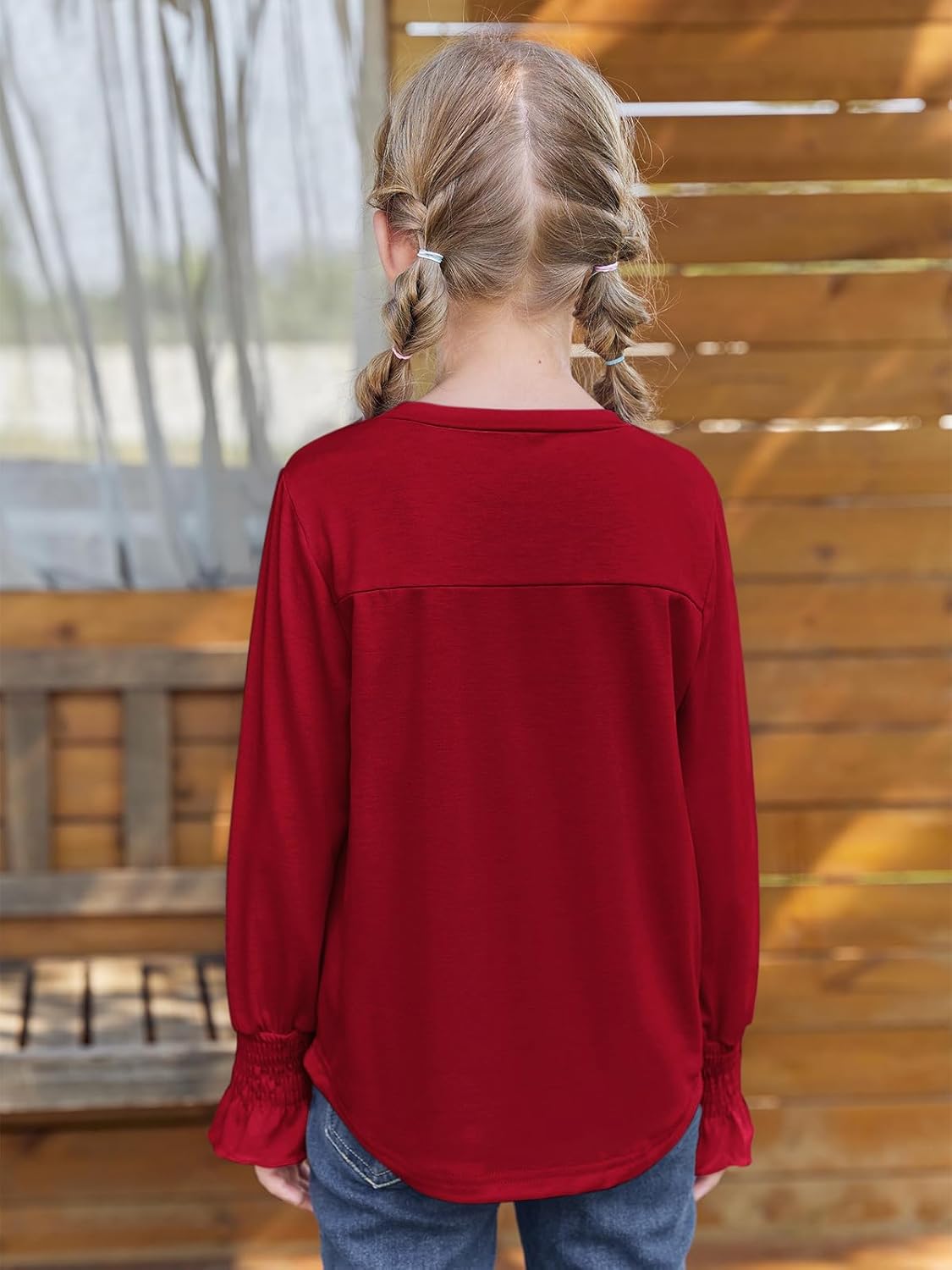 Haloumoning Girls Long Sleeve Shirts Kids Fashion Crew Neck Tunic Tops Blouse 5-14 Years - Image 6