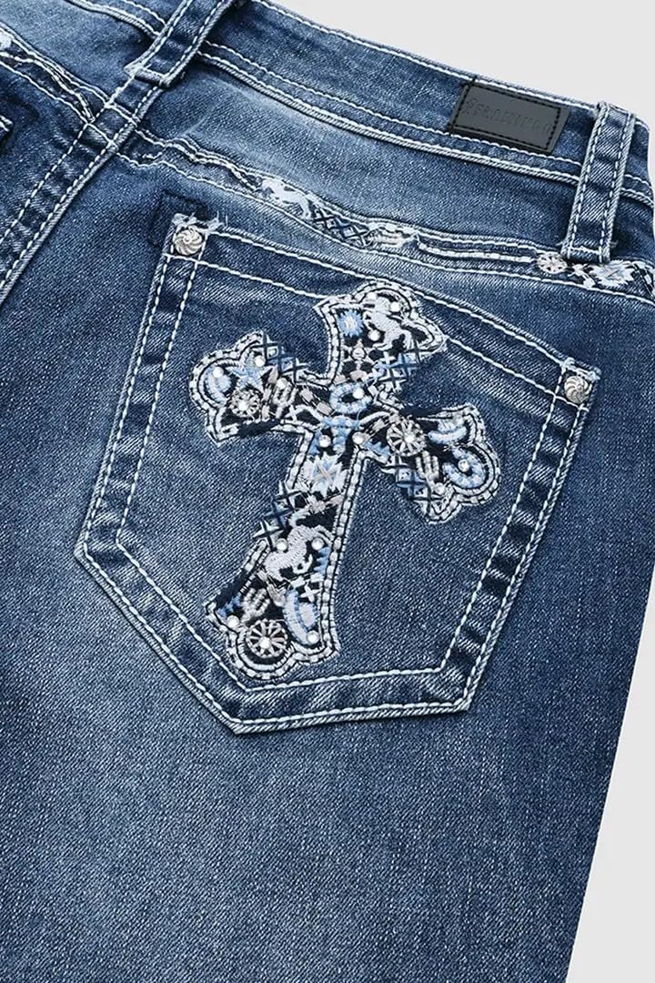 Flamingals Damen Weich Bootcut Jeans