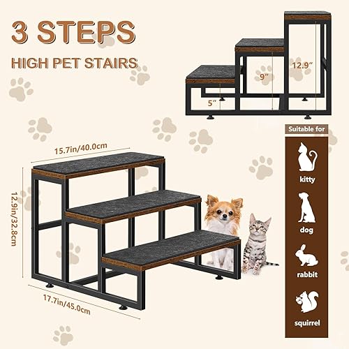 Miniatura 2 de Escaleras para mascotas con 3 niveles, escaleras para mascotas para cama y perros pequeños, escaleras de 3 escalones para perros pequeños a cama