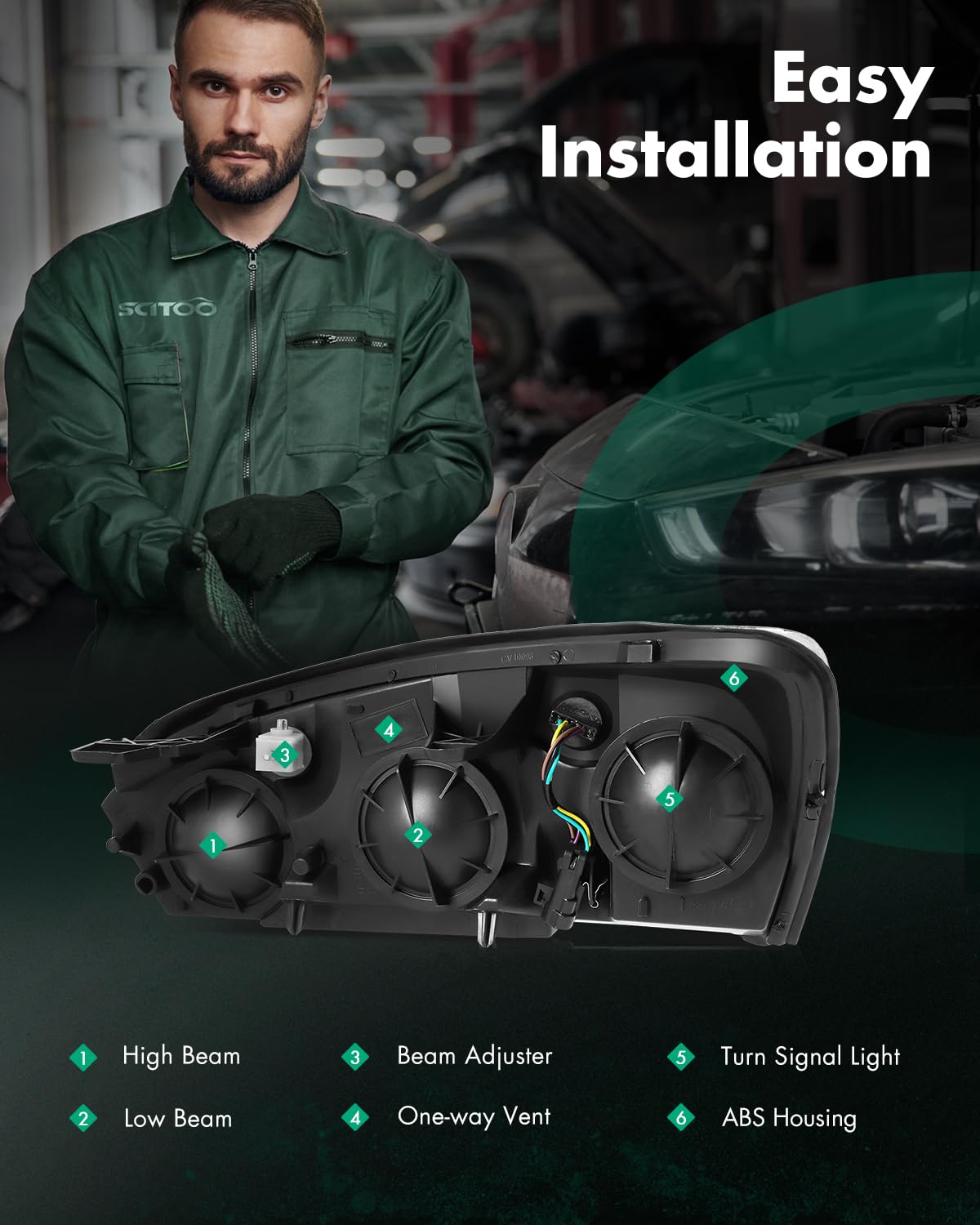 Amazon | SCITOO ヘッドライト シボレー用 Malibu 2004-2008 ヘッド