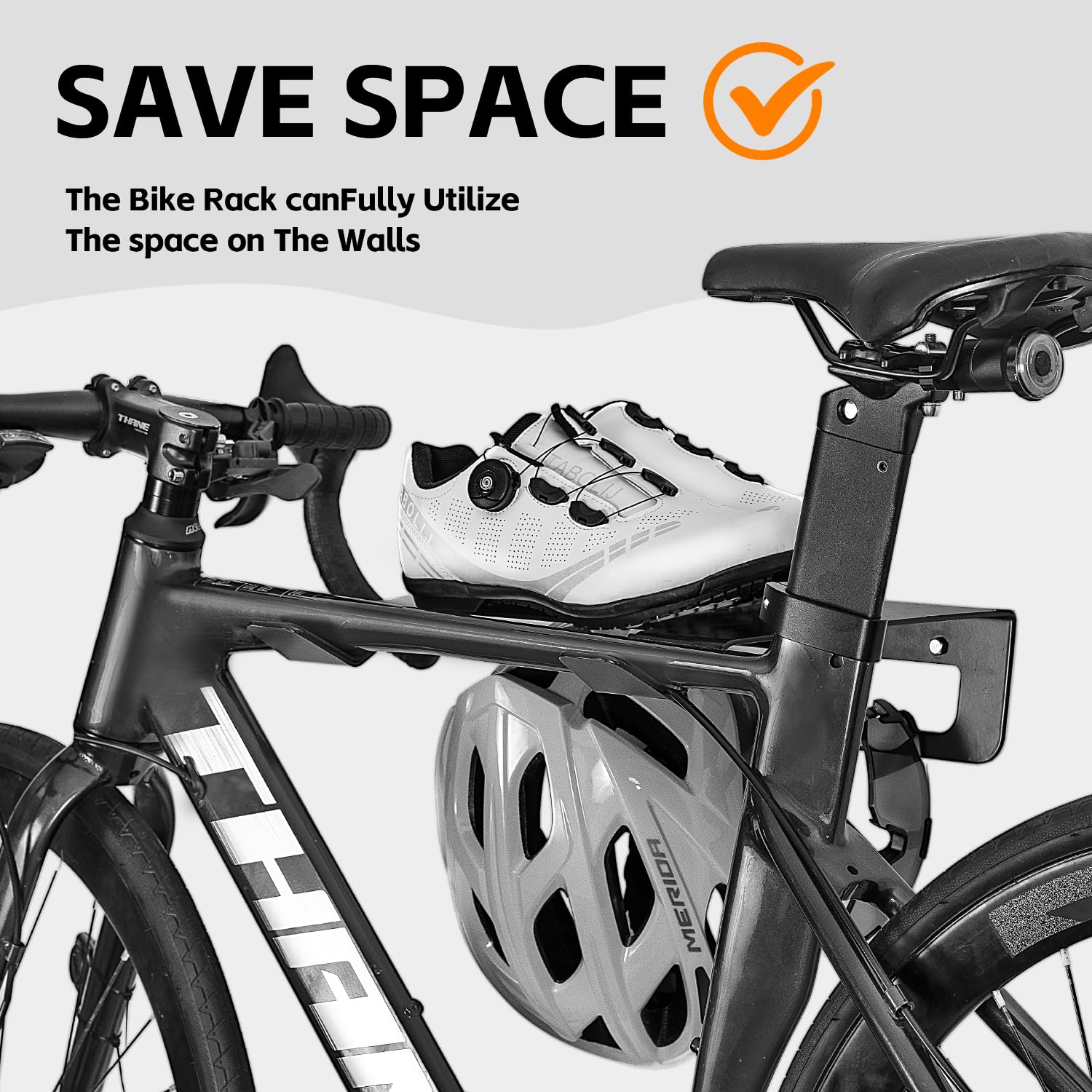 Fahrrad-Wandhalterung, Fahrradaufhänger für Garage, platzsparender Fahrradständer, Garage, großes Tablett, 34 x 30 cm, Schwarz