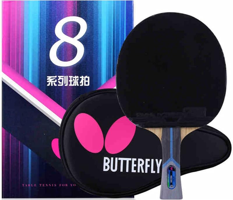 802 FL Shakehand Table Tennis Racket | China Series | Powerful Arylate/Carbon Blade and Rubber Combination with Racket Case | Recommended for Intermediate Level Players (B802FL)