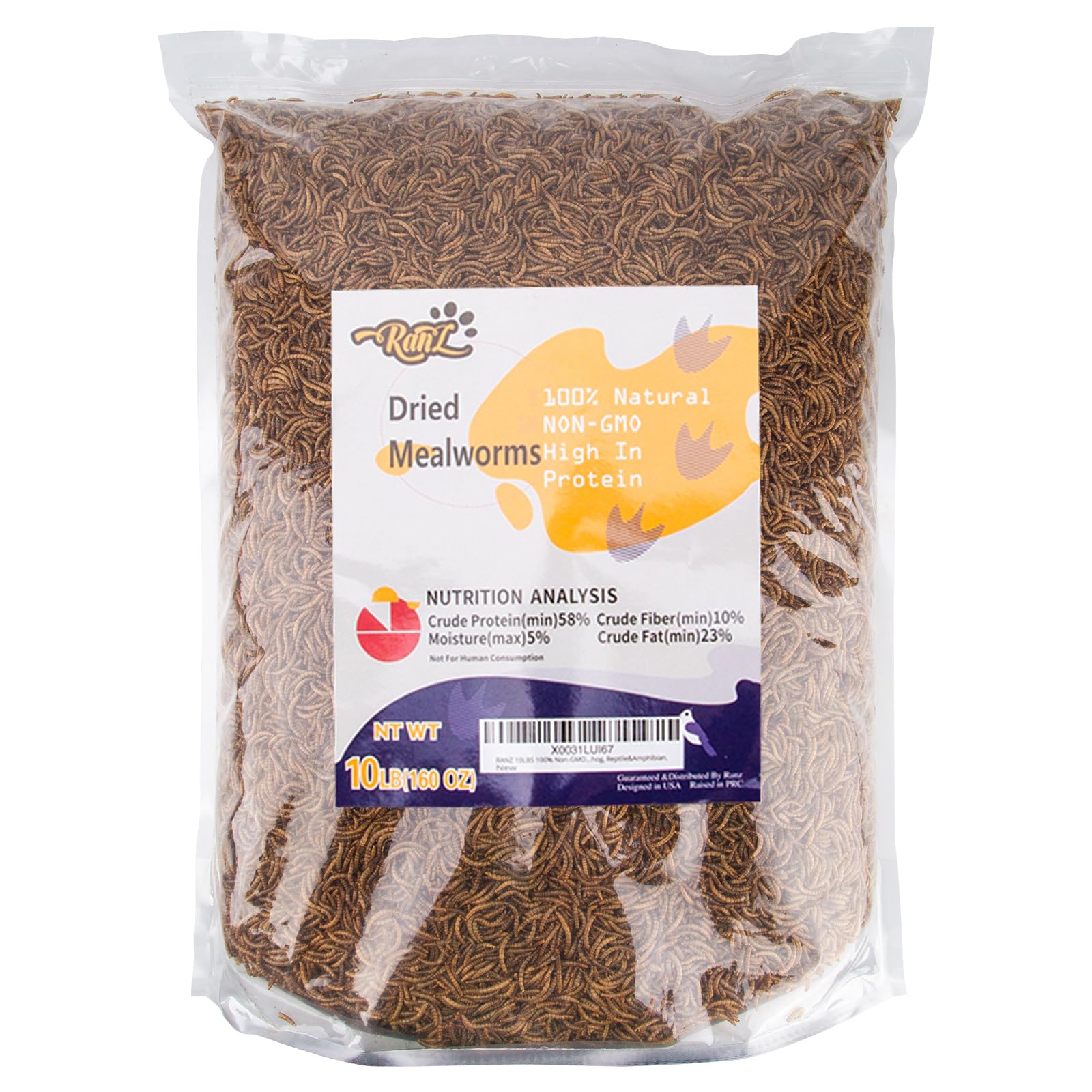 Buy RANZ 10LBS NonGMO Dried Mealworms for Chickens, High Protein Meal