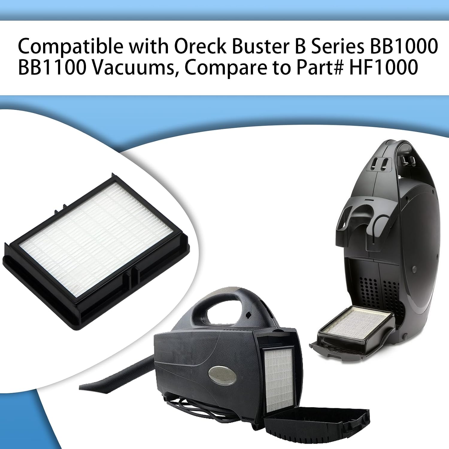 2 Pack HF1000 HEPA Filters Compatible with Oreck Buster BB1000, BB1100 Series and CC1600 Vacuums, Compare to Part# HF-1000 image 2