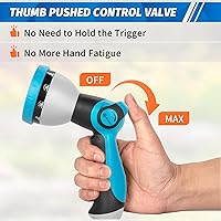 Vista 4 de AUTOMAN Boquilla de manguera de jardín - 10 patrones de pulverización ajustables, control de flujo con pulgar, boquilla de rociado de manguera
