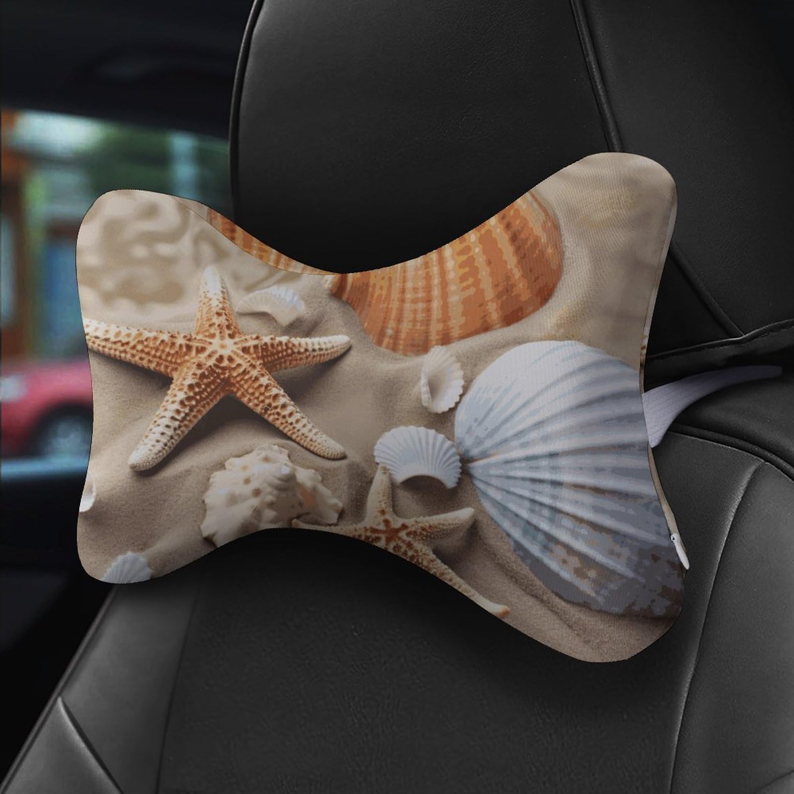 Almohada de estrella de mar de concha de mar, núcleo de almohada de espuma viscoelástica, cojín, proporciona apoyo para el cuello, almohadas de coche para viajes y oficinas en casa.
