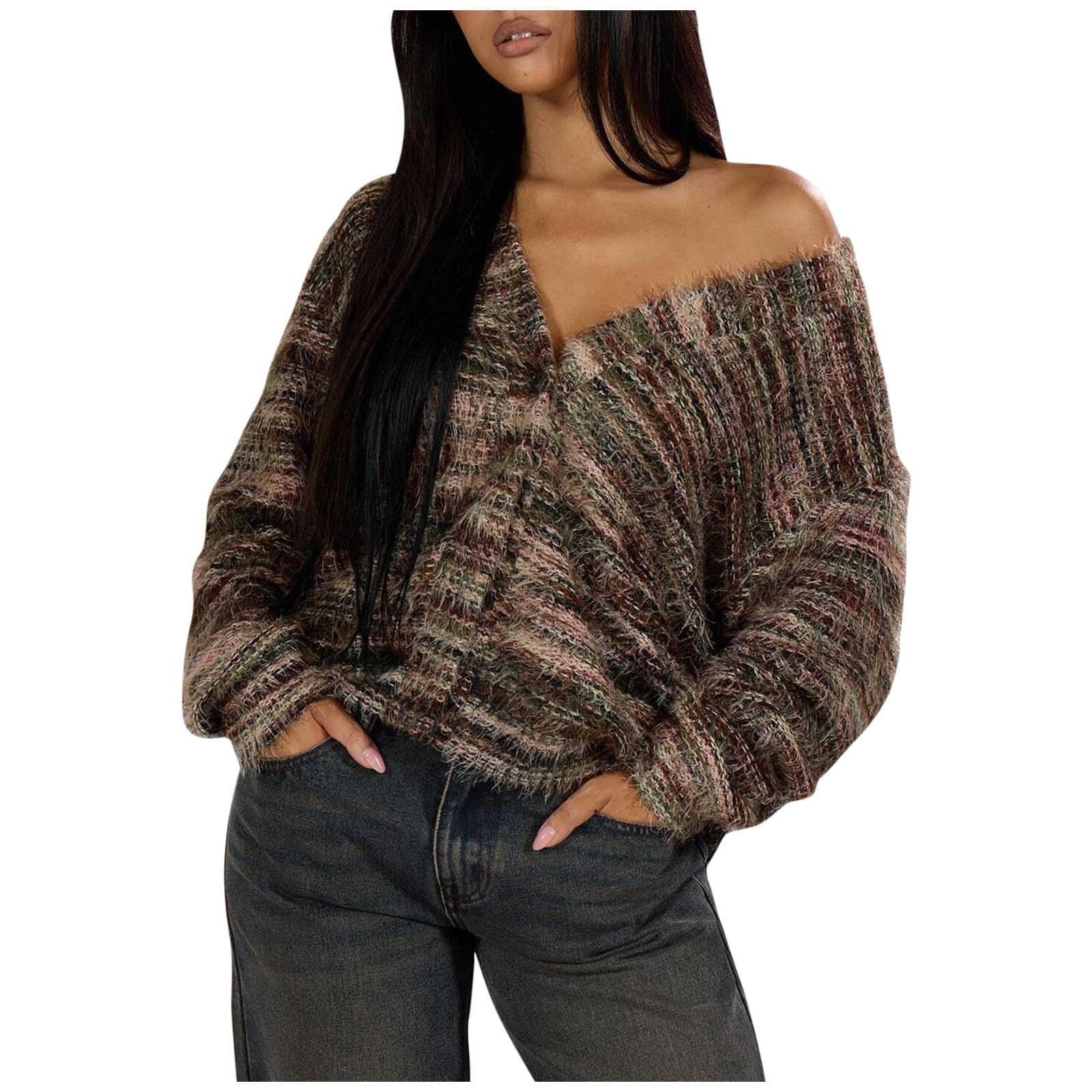 Long Sleeve Button Down Womens Sweaters Fall V Neck Open Front Colorful Cardigan Sweaters for Women 2025