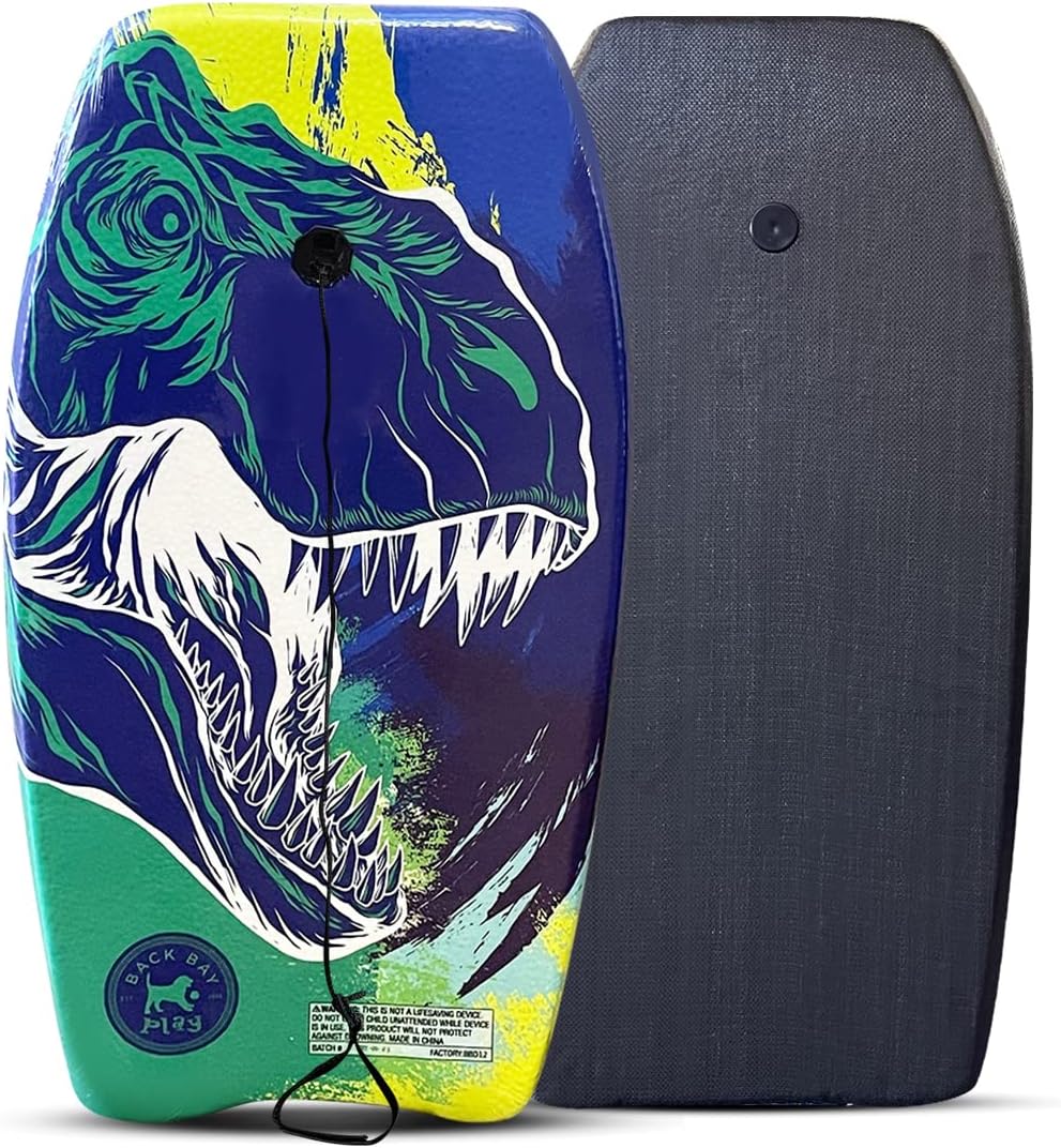 Back Bay Play 33" Body Boards - Lightweight EPS Core Boogie Boards for Beach - Bodyboard, Boogie Board for Beach Kids with Wrist Leash Surfing for Kids & Adults (Graffiti Dinosaur)