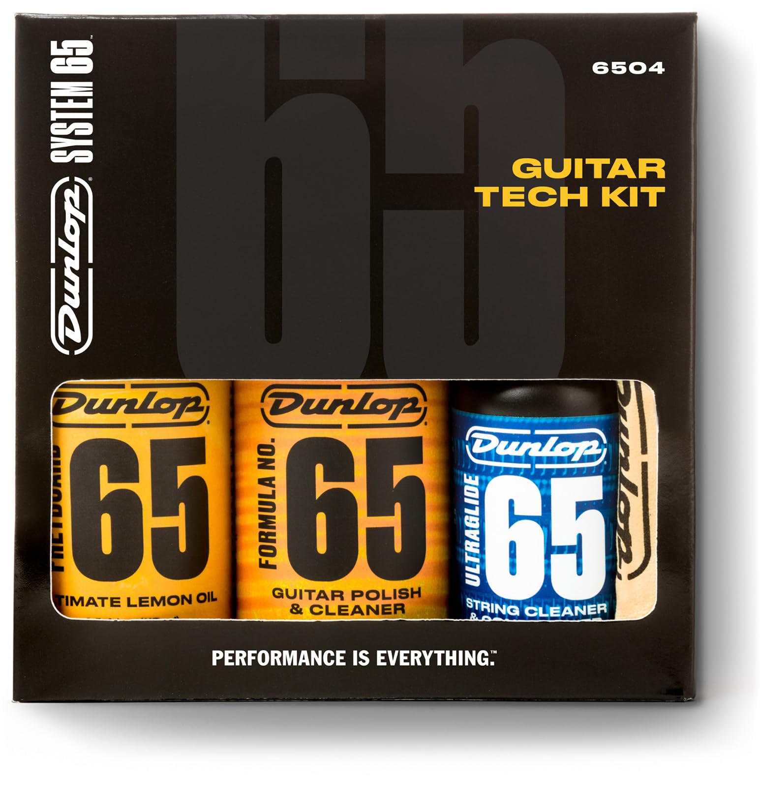 JIM DUNLOP | 6504 System 65 Guitar Tech Kit d'entretien guitare | Ensemble complet avec huiles, polish, chiffons et outils | Soins professionnels cordes, clavier et corps