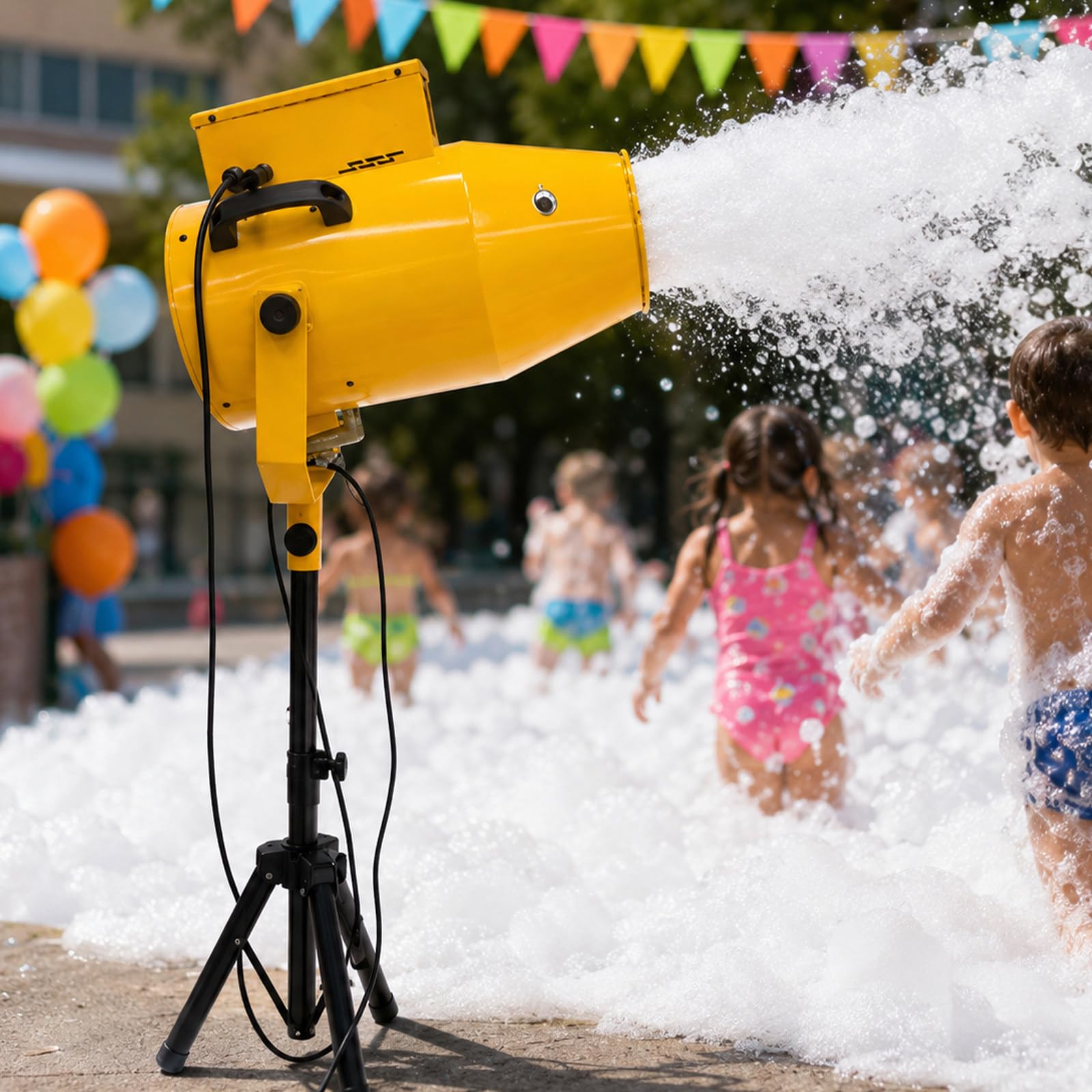 lilishangmao Foam Machine, Party Foam Cannon 1000W with Adjustable Spray Angle, Portable Tripod and Water Pump, Outdoor Foam Maker for Pool, Garden, School and Mall Events Fun Yellow
