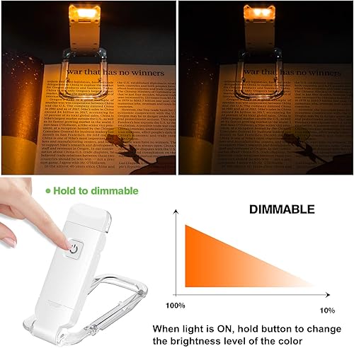 Miniatura 3 de BIGLIGHT Luz de lectura de libros ámbar, luces LED con clip para libros, luces de lectura para libros en la cama, luz de libro pequeño para niños,