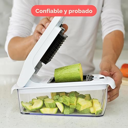Miniatura 8 de Fullstar The Original Pro Chopper - Picador de verduras y espiralizador, picador de alimentos con recipiente, rebanador de frutas, utensilios