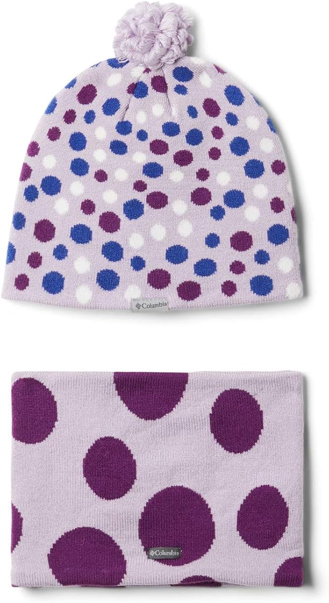 Columbia Toddler Girls Snow More Hat and Gaiter Set, Pale Lilac Dots Print, One Size : Clothing, Shoes & Jewelry