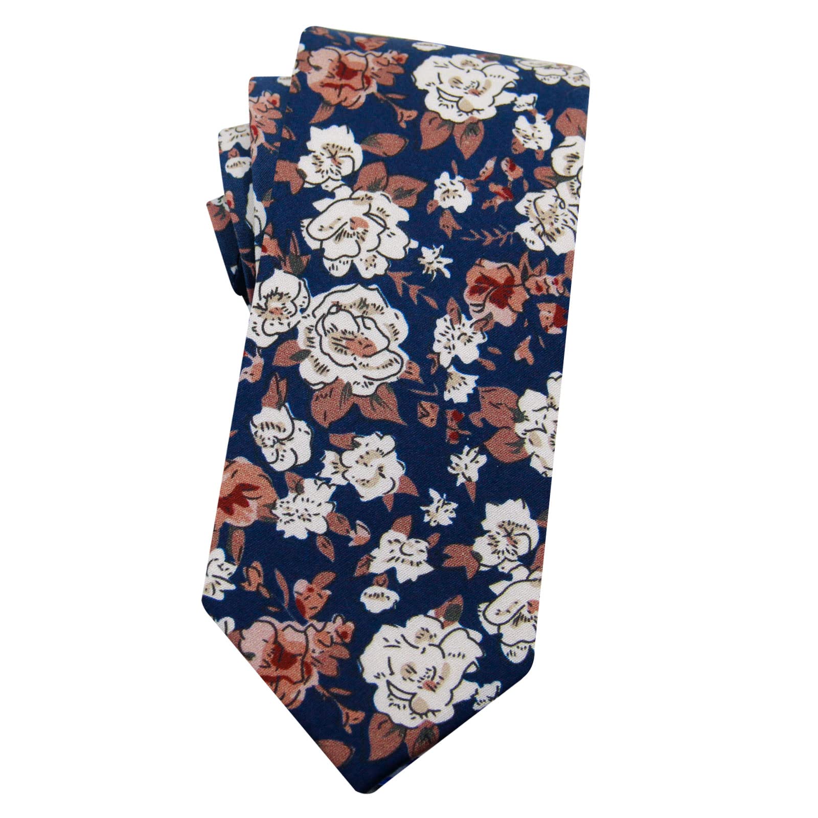 Mantieqingway Men's Cotton Floral Neck Tie 2.56'' Printed Skinny Tie