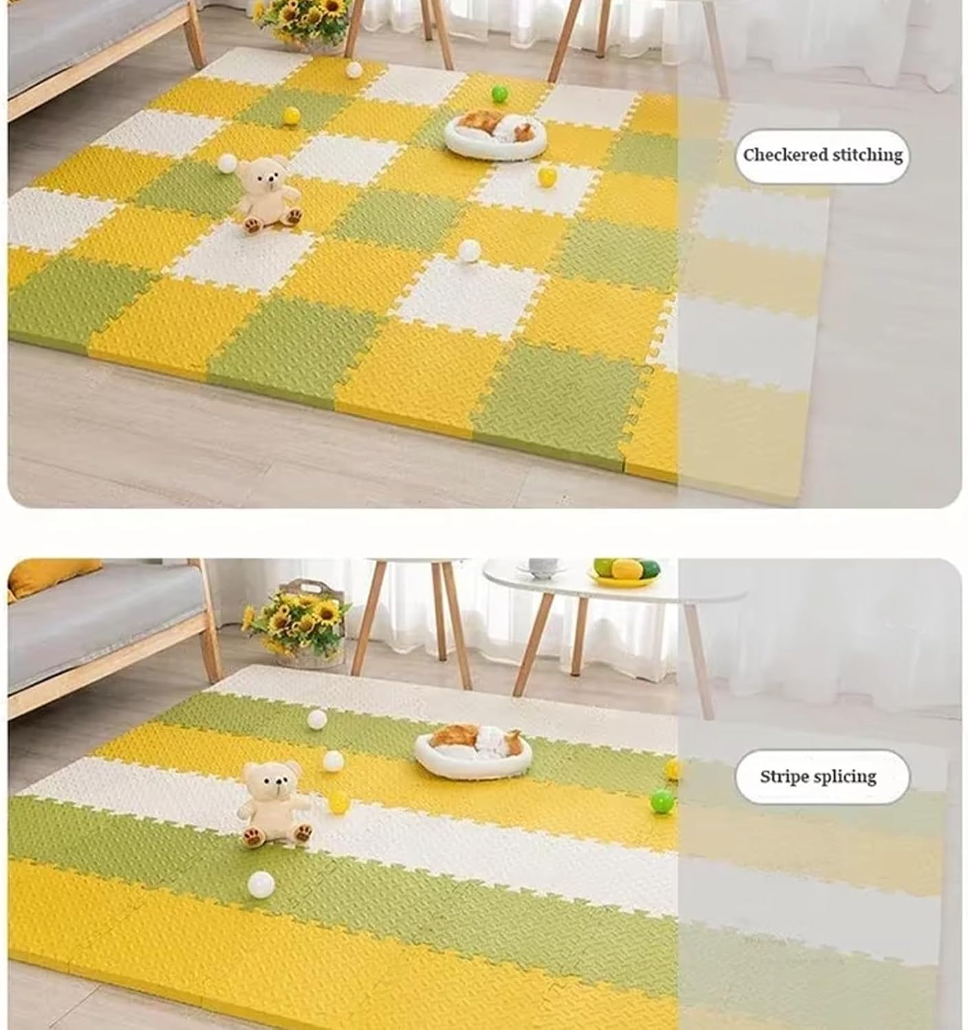 Foam Play Mat, Interlocking Floor Mats with Solid Colors, Squares Play Mat, for Indoor Playground, Living Room, Exercise Fitness, Yoga(E,60 * 60 * 1cm-16p)