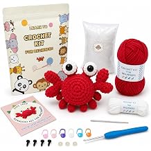 Kovarela Crochet Kit for Beginners, Red Crab Amigurumi with Video Tutorials