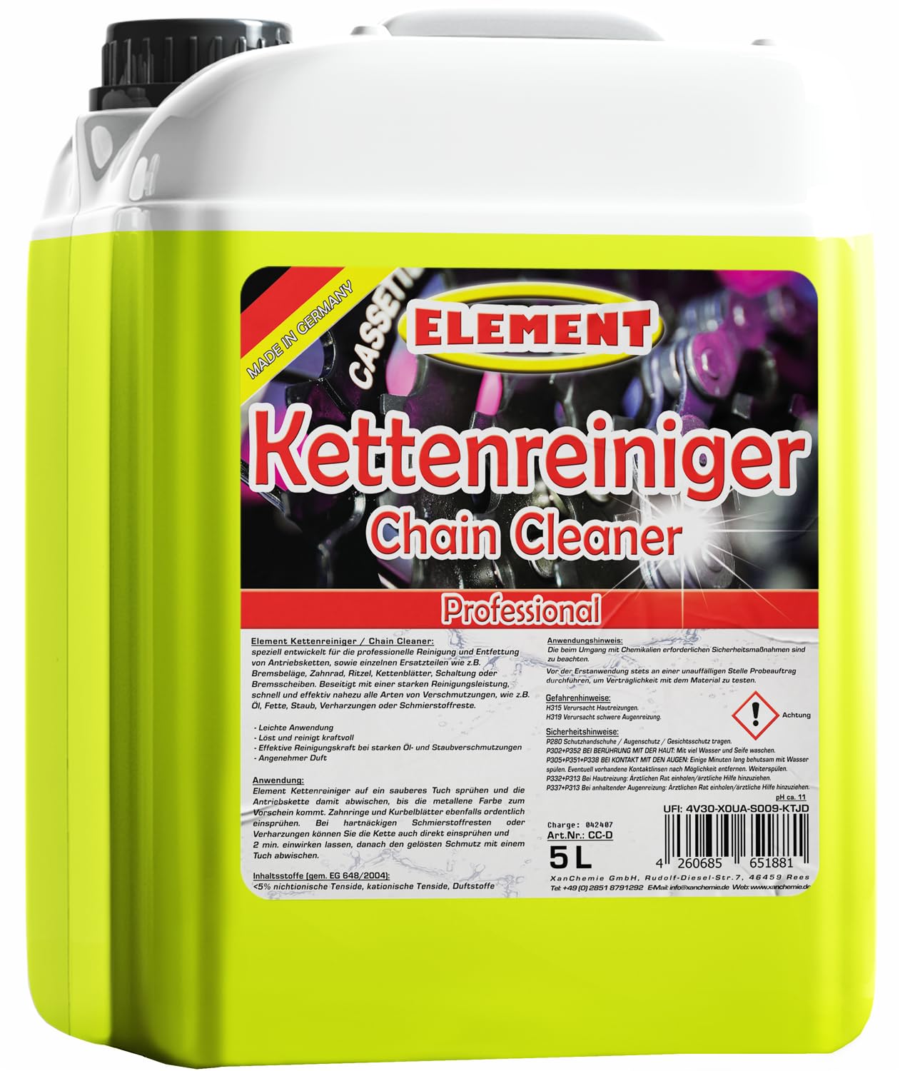 | Kettenreiniger für Ihr Fahrrad | 5 Liter Kanister | Antriebsentfetter | Fahrradkette | Ideale Kettenpflege | Chain Cleaner | Degreaser | Fahrradkettenreiniger | Antriebsreiniger |