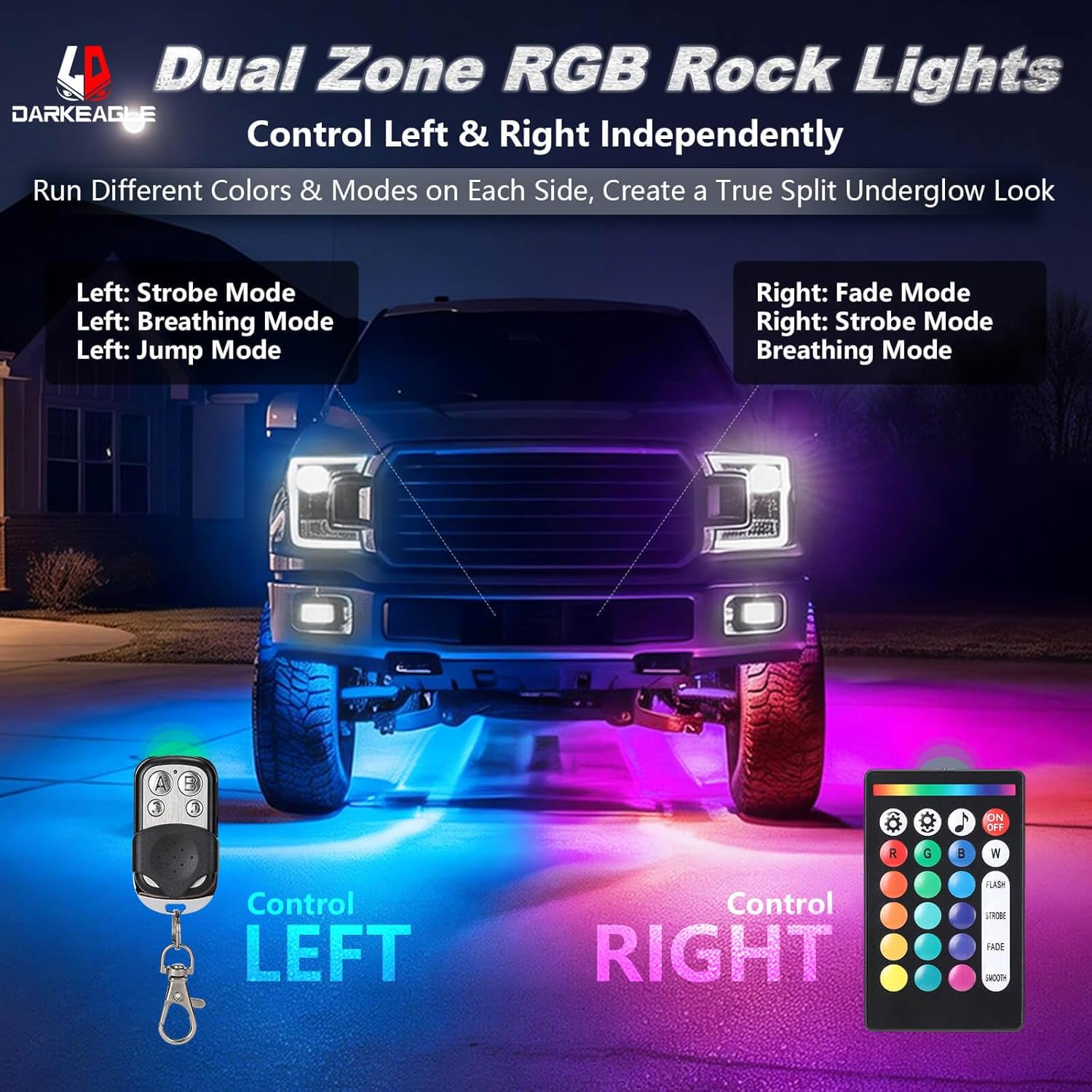 12Pods Aluminum Multicolor RGB LED Rock Lights for Truck Jeep RV ATV UTV Golf Cart Offroad with APP/RF Remote Control, Metal IP68 Waterproof Underglow Kit Dual Zone Neon Exterior Underbody Light 12V