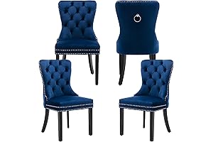 Nikki Collection Blue Velvet Dining Chairs Set of 4