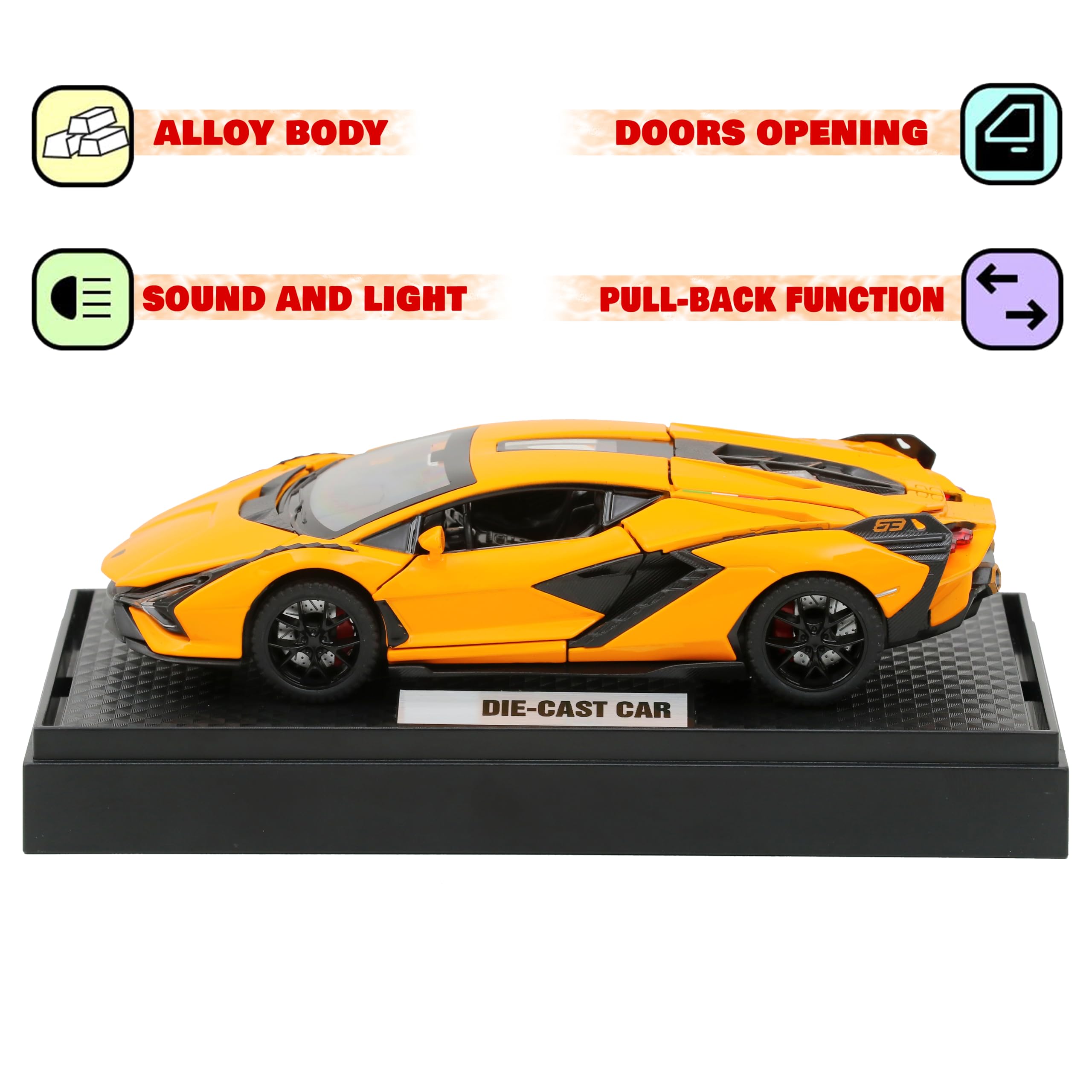 Bishmeva Lamborghini SIAN Roadster Die-Cast Model Car | 1:32 Scale