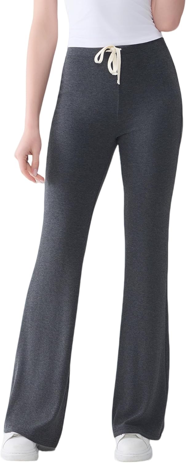 Tall Women’s Mid Rise Bootcut Lounge Pants, Silky Viscose Yoga Pajama Bottoms with Drawstring Waist,30/32/34/36 Inseam