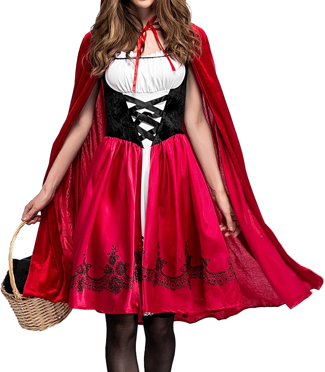 Lu's Chic Women's Little Red Riding Hood Costume Dress Halloween Christmas Dresses with Capes