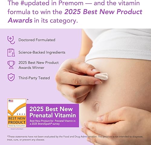 Miniatura 2 de Premom Vitaminas prenatales para mujeres, multivitamínico concepción para ella 27 nutrientes, incluye 680 mcg de folato de metilo + colina + hierro,