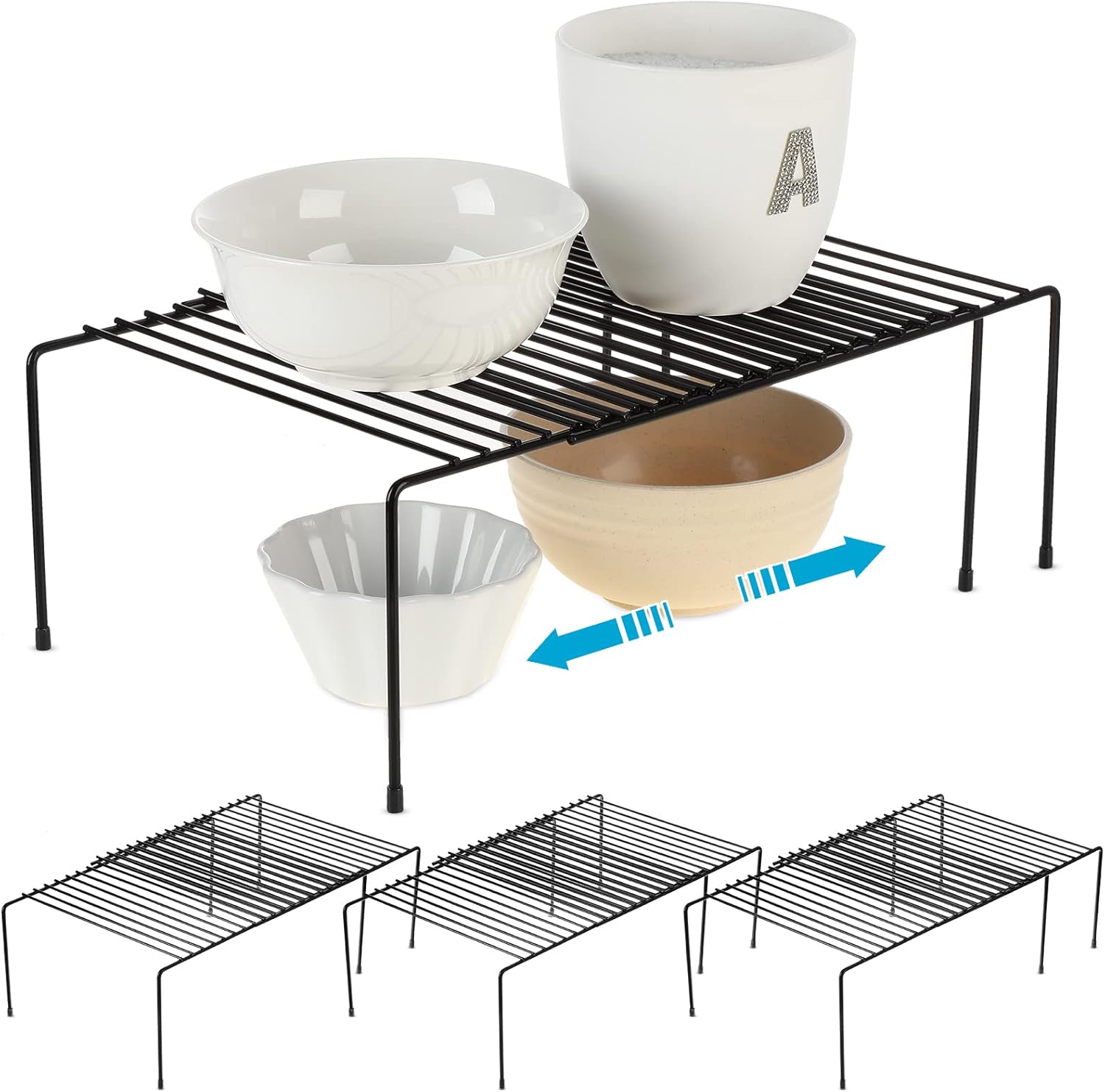 4 Pieces Storage Shelf Rack 12.5 to 22 Inch Expandable Shelf Rack Kitchen