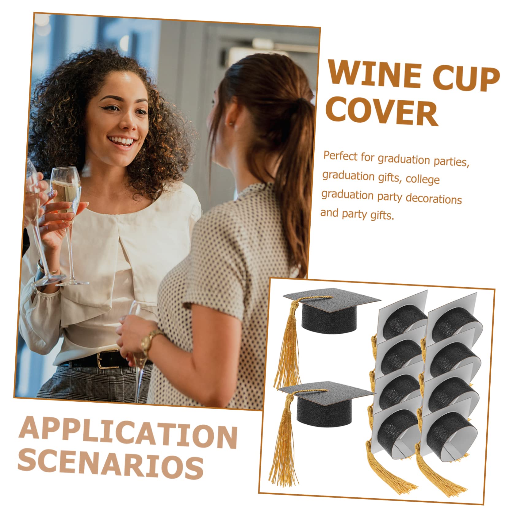 40piezas Mini Gorras De Graduación Decorativas para Copas De Vino Tapa De Copas De Diseño Divertido para Celebraciones De Graduación y Fiestas