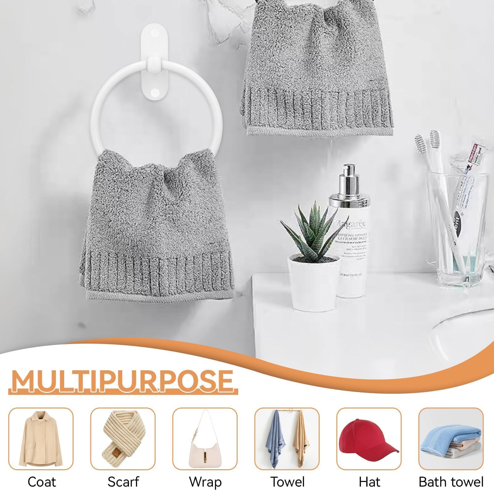Toallero De Anilla, Porta Toallas Redondo, Acero Inoxidable Percha De Baño, Anillos De Toalla Blancos Toallero De Aro Anillo De Toalla, Cocina, Montaje En Pared