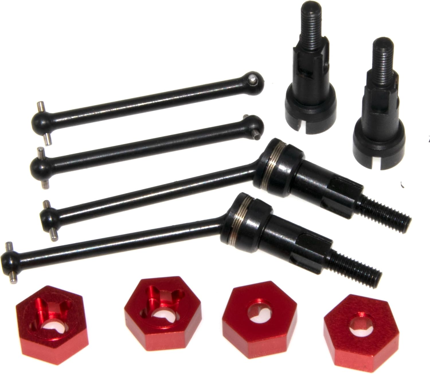 Drive Shaft Compatible with 1/14 Arrma Mojave Grom Upgrade Rc Car Steel CVD Driveshaft Aluminum Wheel Hex Adapter Part Replace 4Pcs(Black)