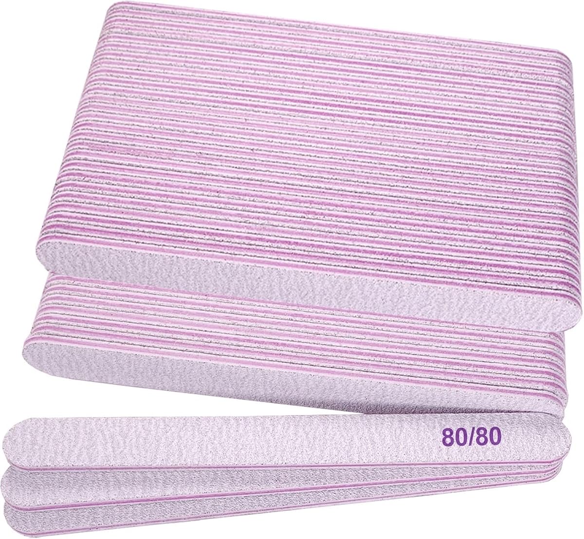 80/80 Grit Nail Files (50 Pcs), Emery Boards for Acrylic Nails and Gel Nails, Coarse Nail File Double Sided 80 Grits Emory Professional Nail Filers Pack Reusable Washable Manicure Gray