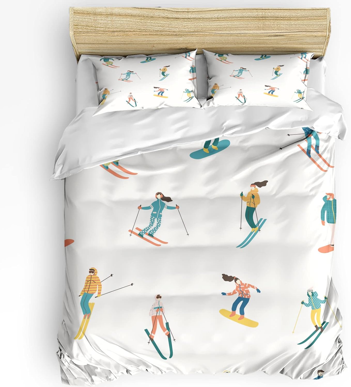 Ski Sport Duvet Cover King Size, 3 Pieces Ultra Soft and Breathable Bedding