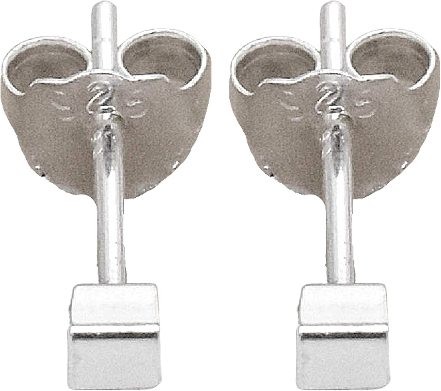 Tiny Cube Stud Earrings | 2mm 925 Sterling Silver Dainty Minimalist Square Box Earrings for Women - Image 9