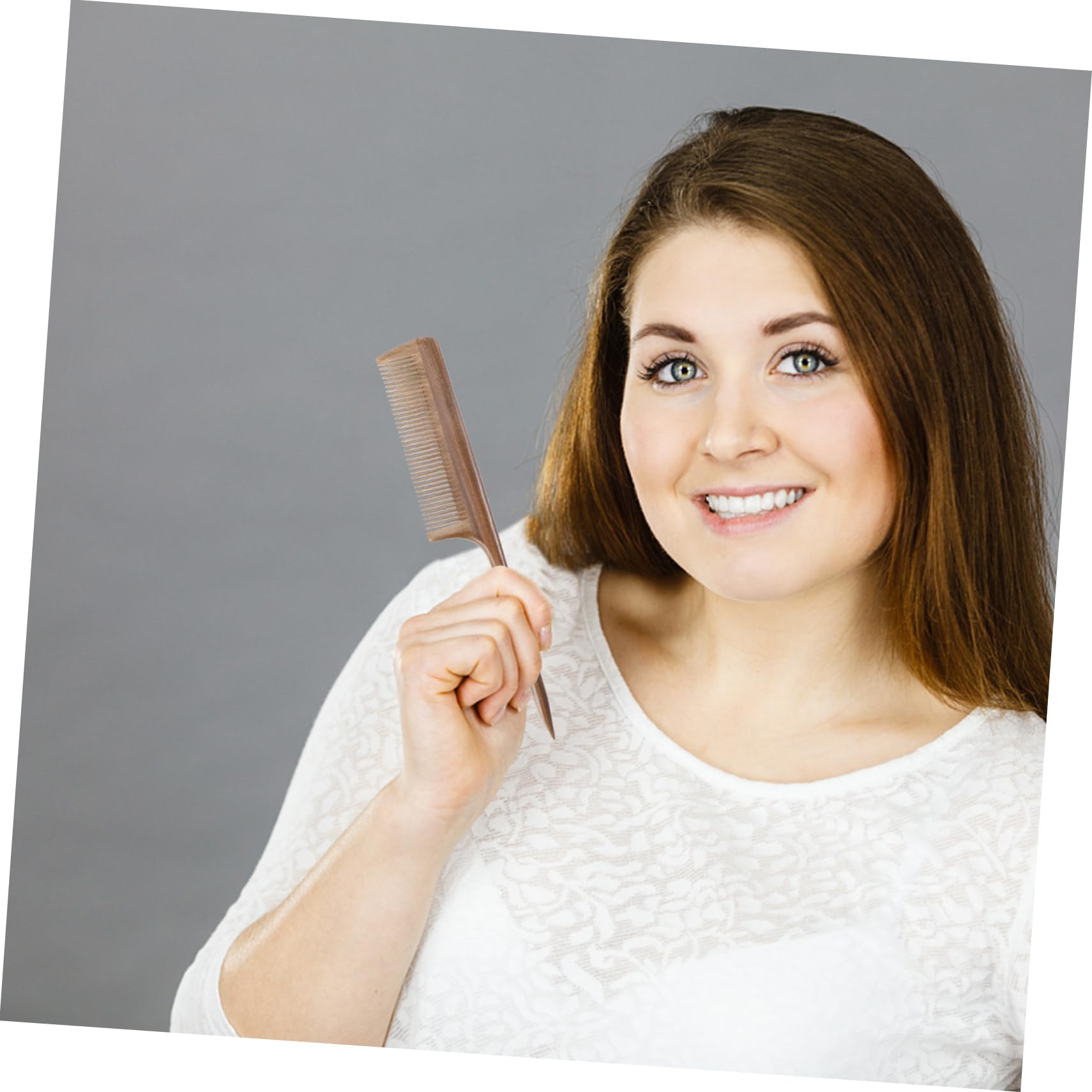 2piezas Peines Para Peinar El Cabello De Sándalo Diseño De Dientes Anchos Mango Puntiagudo Portátil