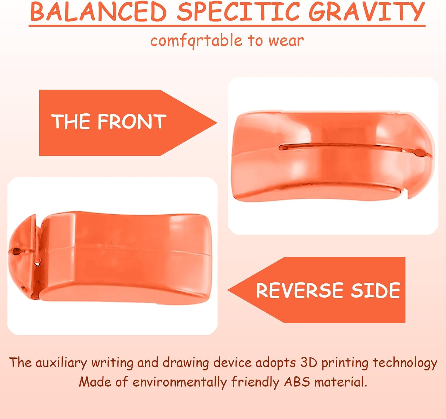 1 Piece Grooved Stylus Clip Mouse Shaped Tool, Orange Auxiliary Writing Tool, Used to Treat idiopathic Tremor, Hand Weakness, and Low Grip Strength, Improve Writing Stability and Strength