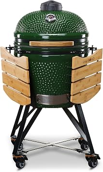 KAMADO BONO Green Egg BBQ Grill, 21 I Kamado BBQ Charcoal Grill with Dual Zone Grilling System I Ceramic bbq Smoker for Cooking, Smoking & Baking