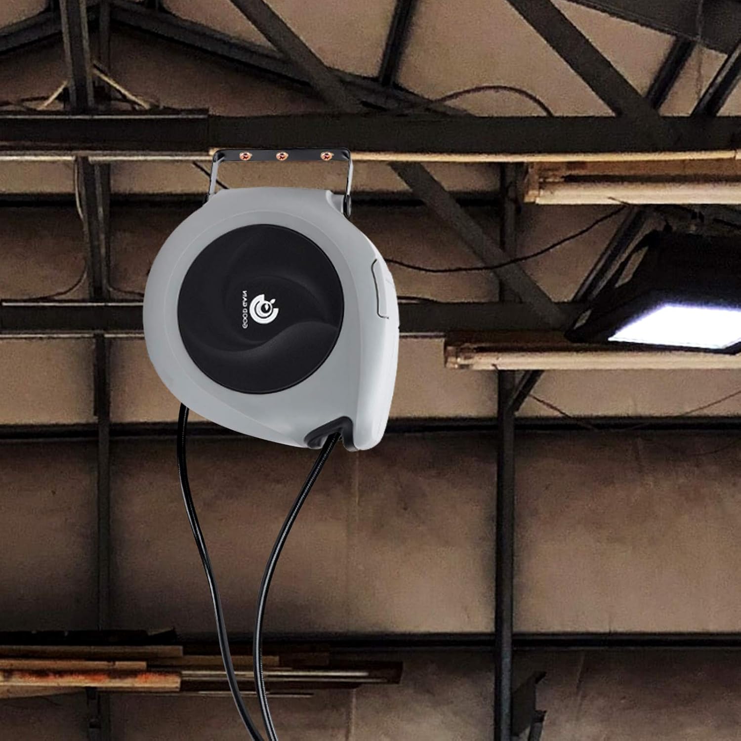 Air Hose Reel Retractable 3/8 in. x 50 ft Hybrid Polymer Hose, Retractable Auto-Rewind Enclosed Heavy Duty 180° Swivel Mount, Max 300PSI Commerical Polypropylene Grey - Image 9