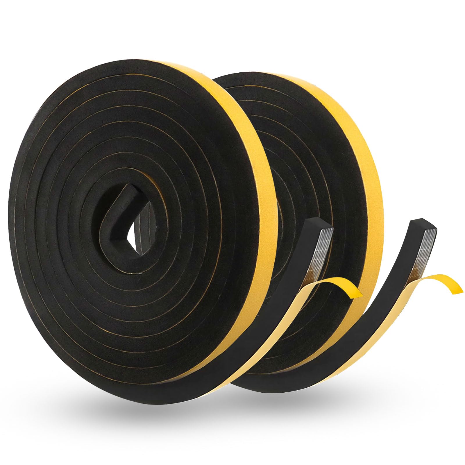 Nastro sigillante autoadesivo, 8 m, 12 mm x 10 mm, in gomma espansa autoadesiva, impermeabile, per porte e finestre, guarnizione in gomma, protezione acustica
