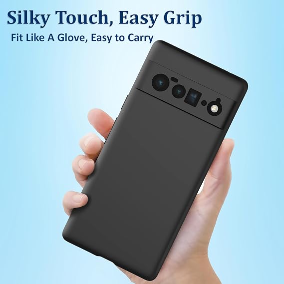 Case Compatible with Google Pixel 6 Pro, Silky-Soft Touch Protective Phone Silicone Case, Shockproof Cover with Microfiber Lining, Black