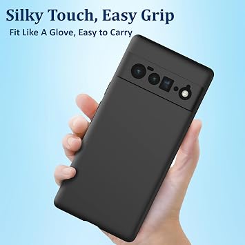 Case Compatible with Google Pixel 6 Pro, Silky-Soft Touch Protective Phone Silicone Case, Shockproof Cover with Microfiber Lining, Black
