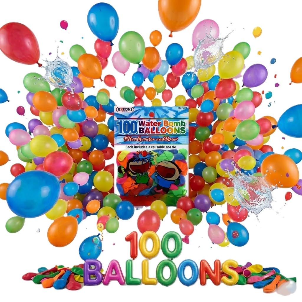 A2Z 100 Water Bomb Balloons Multipack, Colourful Latex Water Balloons for Outdoor Garden Summer Games, Kids Party Fun, Quick Fill Throw Balloons, Pack of 1 for Kids and Adults
