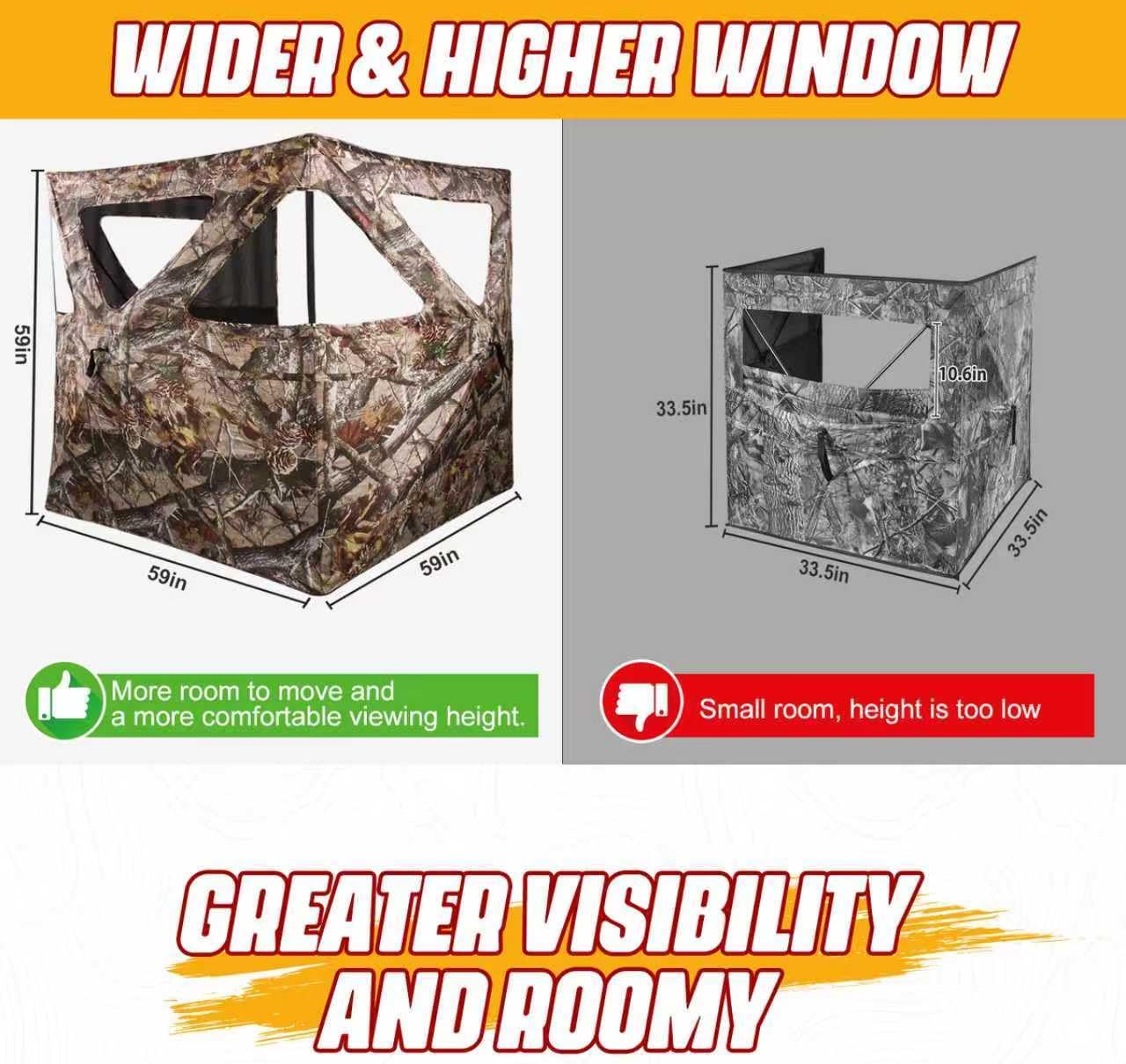 See Through 3 Panel Hunting Blind, 3 Side Ground Blinds with Carrying Bag, Portable Pop Up Ground Blinds for Deer Duck Turkey Hunting - Image 4