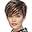 TISHINING Pixie Cut Brown Short Hair Wigs for White Women with Bangs Brown Mixed Blonde Highlights Layered Natural Looking Synthetic Hair Replacement Wigs for Daily Party Use